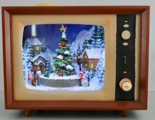 Roman Retro Tv Lighted Musical Animated Christmas Music Box 8 Songs - No Antenna