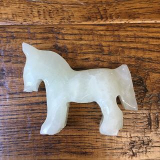Vintage Marble Horse Figurine Statue White Small 2