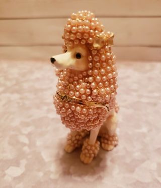 Pink Poodle Dog Trinket Box With Swarovski Crystals By Ciel Collectibles