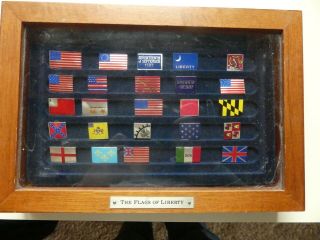 Franklin The Flags of Liberty 25 sterling silver flags,  wooden display box 2