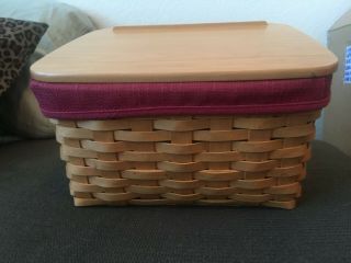 Longaberger Card Keeper Basket With Protector,  Liner And Lid 2001