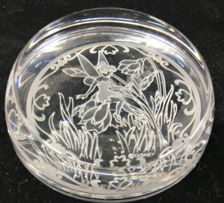 Crystal Clear Glass Paperweight Tinkerbell Tinker Bell Walt Disney Peter Pan
