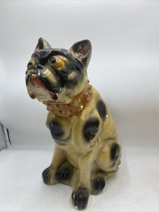 Vintage French Bulldog Carnival Chalkware Circus Midway Prize Frenchie Dog 16”
