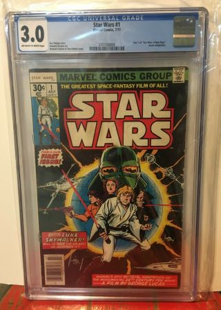 Star Wars 1 Cgc 3.  0 1977 Marvel Comics First Printing Newsstand Variant Cover