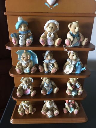 Enesco Cherished Teddy Bears 12 Months Set With Stand
