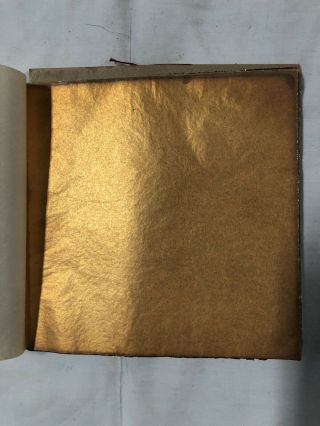Antique Vintage German Gold Leaf Paper 500 Shts 5.  5inch No.  2 1/2 Gilding
