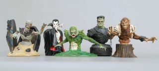 Universal Monsters Set Bust Frankenstein Mummy Dracula Creature Wolfman Statue