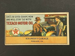 Vintage 1920s Texaco Motor Oil Ink Blotter - Perkasie Pennsylvania