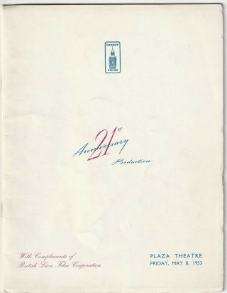 Story Of Gilbert And Sullivan Film Premiere Programme Robert Morley M Evans 1953