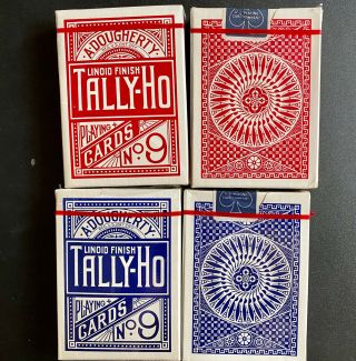 Vintage Tally - Ho Circle Back Playing Cards No.  9 Poker 4 Decks