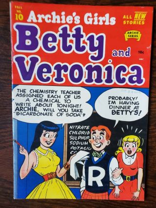 Betty And Veronica 10 1953 Archie Bright Fine,  High Gloss Sharp Pages Katy Keene
