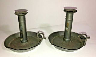 Pair (2) Vintage Antique Colonial Pewter Candle Holders -,  Make Offer