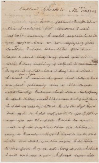 1863 Civil War Confederate Letter - Oakland,  Tx - Great War Content