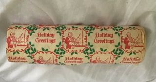 Vintage Christmas Wrapping Paper Roll 5” Diameter 18” Wide Department Store
