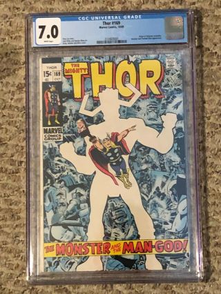 The Mighty Thor 169 Marvel 1969 Cgc 7.  0 White Pages Origin Of Galactus Key