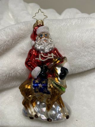 Christopher Radko Christmas Tree Ornament Glass Santa Claus Reindeer