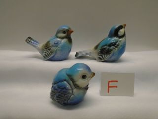 3 Vintage Goebel Porcelain Bird Figurines Blue Birds Hummel West Germany F