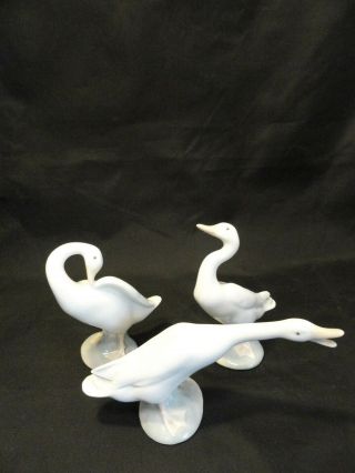 Lladro - Spain Set Of 3 Goose/geese Porcelain Figurines A4 - 4