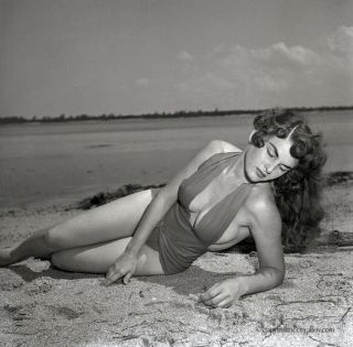 1950s Bunny Yeager Pin - Up Camera Negative Photograph Bathing Beauty Sue James Nr
