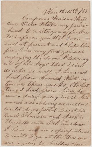 1863 Civil War Confederate Soldier Letter - Meridian Mississippi - Deserters