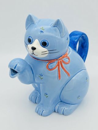 Vintage Otagiri Blue cat Tea pot & creamer and sugar bowls hand crafted in Japan 3