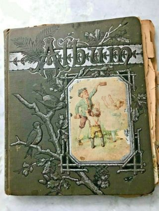 Antique 1894 - 1900 Victorian Scrap Book Die Cuts Angels,  Animals,  Cut Outs Flower