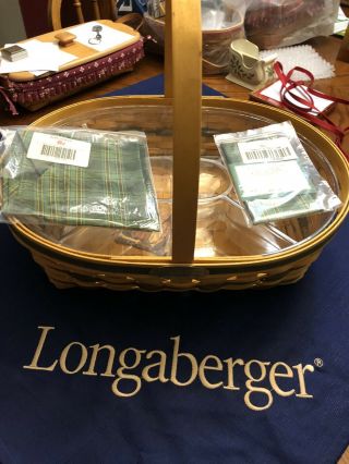 Longaberger 1998 Traditions Hospitality Basket & 2 Protectors,  Handle Tie,  Liner