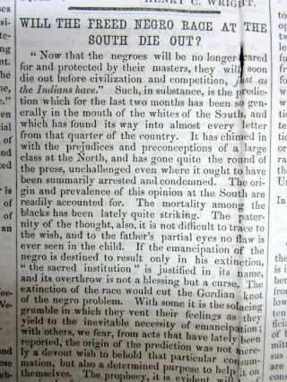 1865 LIBERATOR anti - slavery newspaper w long essay FUTURE of NEGR0 IN THE SOUTH 2