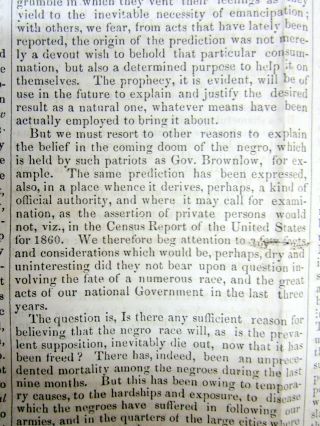1865 LIBERATOR anti - slavery newspaper w long essay FUTURE of NEGR0 IN THE SOUTH 3