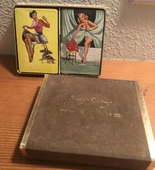 2 Vintage Wwii Era Pin Up Playing Card Set Mac Thorson Risque Retro Old