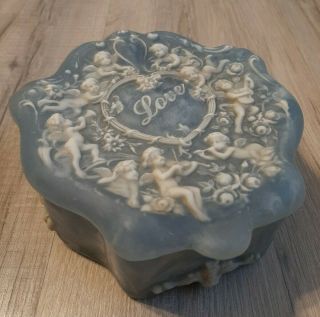 Vintage Incolay Blue Stone Jewelry Box 