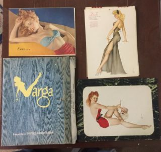 1944 45 46 Esquire Varga Pinup Calendars Plus Rare 8 Page Fold Out Pin Up Poster