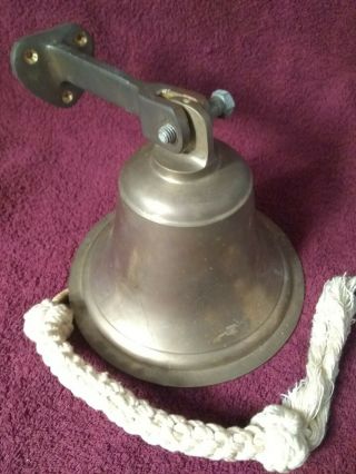 Vintage Large Brass Ship Bell Wall Mounted 3 Pounds 7  Tall X 7