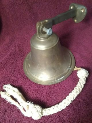 Vintage LARGE BRASS SHIP BELL Wall Mounted 3 POUNDS 7  Tall X 7 2