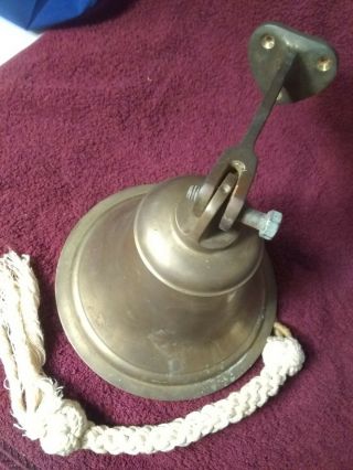 Vintage LARGE BRASS SHIP BELL Wall Mounted 3 POUNDS 7  Tall X 7 3