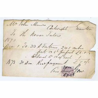 1873 Billhead John Munro Cartwright Evanton Ross - Shire To Novar Estate