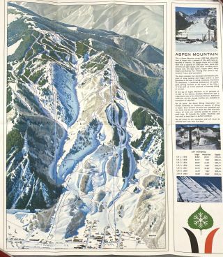 Aspen Buttermilk Vtg 1966 Ski Brochure Trail Map Colorado Souvenir Hal Shelton