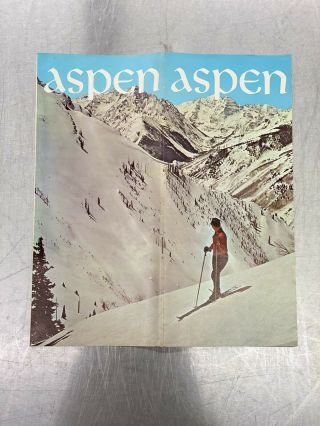 ASPEN Vintage 1965 - 66 Ski Brochure Trail Map Hal Shelton COLORADO Souvenir 2