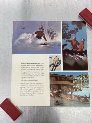 ASPEN Vintage 1965 - 66 Ski Brochure Trail Map Hal Shelton COLORADO Souvenir 3
