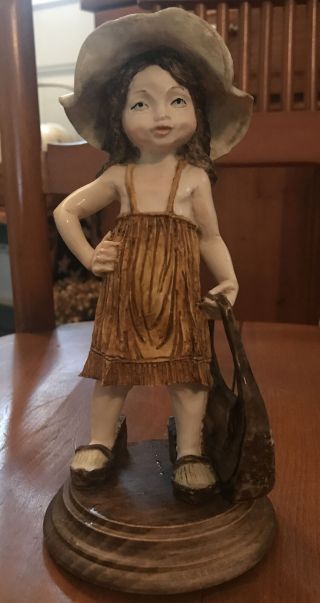 Vintage Giuseppe Armani Capodimonte Figurine,  Girl Playing Dress Up Large Purse