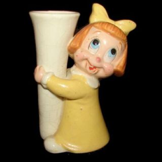 Vintage Kreiss Goofy Girl Yellow Vase