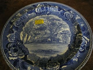 Pair FLOW BLUE WEDGWOOD plates antique Victorian Early American colonial patriot 3