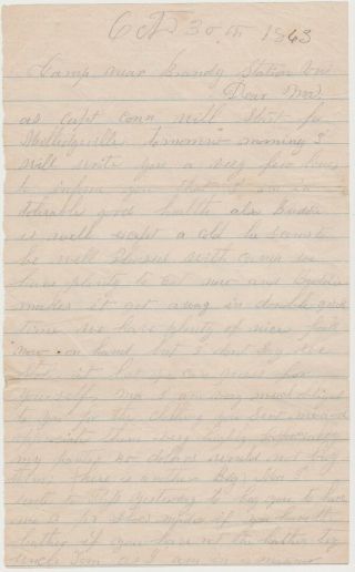 1863 Civil War Confederate Soldier Letter 45th Ga Infantry Brandy Station Va