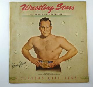 Nwa Wrestling Stars Calendar 1955 Verne Gabe Lou Thesz Ray Gunkel Jack Dempsey
