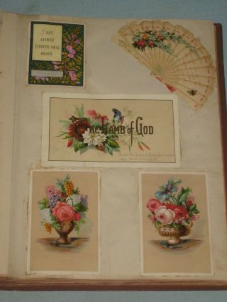 ANTIQUE VICTORIAN SCRAPBOOK WITH ADVERTISING CARDS GREETING CARDS EPHEMERA 2