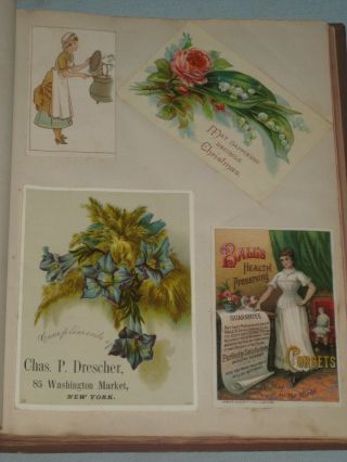 ANTIQUE VICTORIAN SCRAPBOOK WITH ADVERTISING CARDS GREETING CARDS EPHEMERA 3