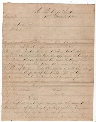 1864 Confederate Civil War Document,  Officer Charged Corresponding With Enemy
