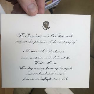 Rare 1903 Invitation To White House Reception President Theodore Roosevelt