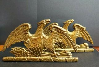 Pair Virginia Metalcrafters Spread Eagle Brass Bookends Vm 8 - 9 © 1952 Heavy