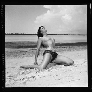Bettie Page Unpublished 1954 Camera Negative Bunny Yeager Topless Pinup